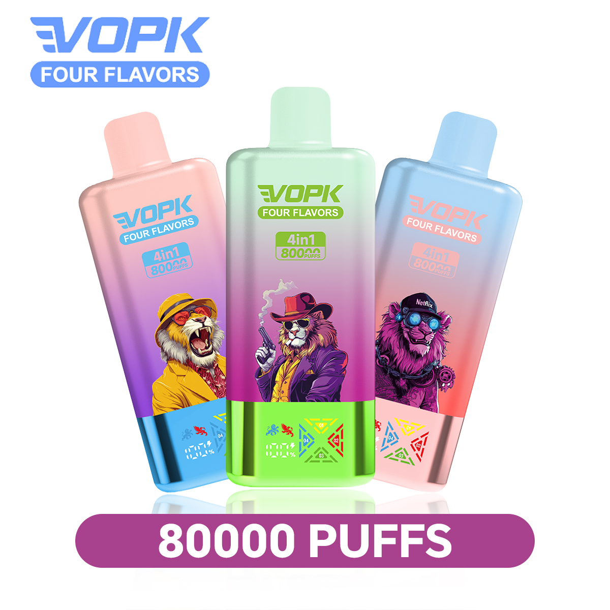 VOPK 80000 Puffs 4w1 – Jednorazowy e-papieros 4 smaki w 1 - vapepodpl