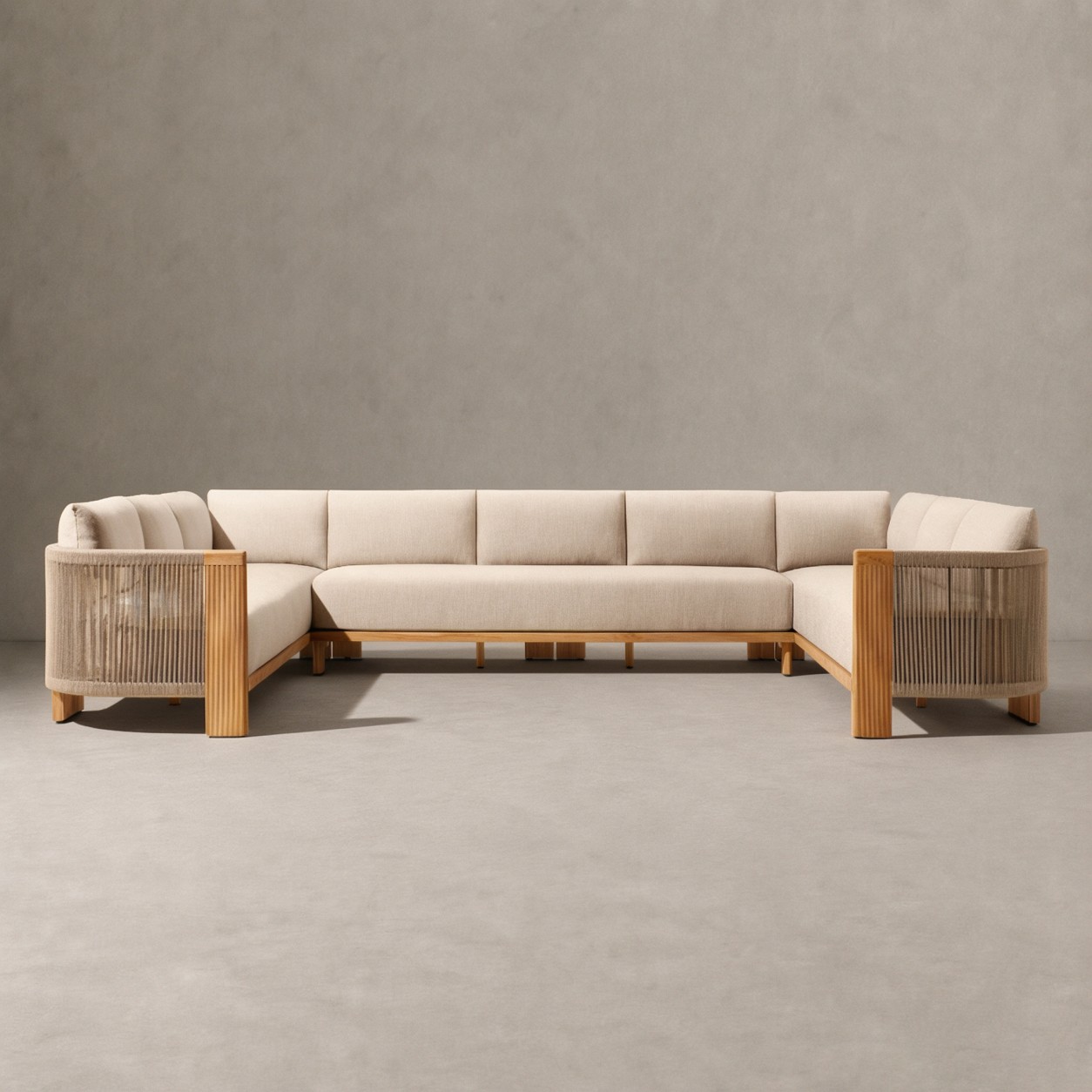 STRAND Teak U-Shaped Modular Sectional - WBERT HOME