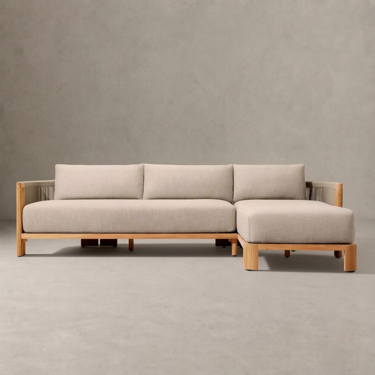 STRAND Teak Right-Arm Chaise Sectional - WBERT HOME
