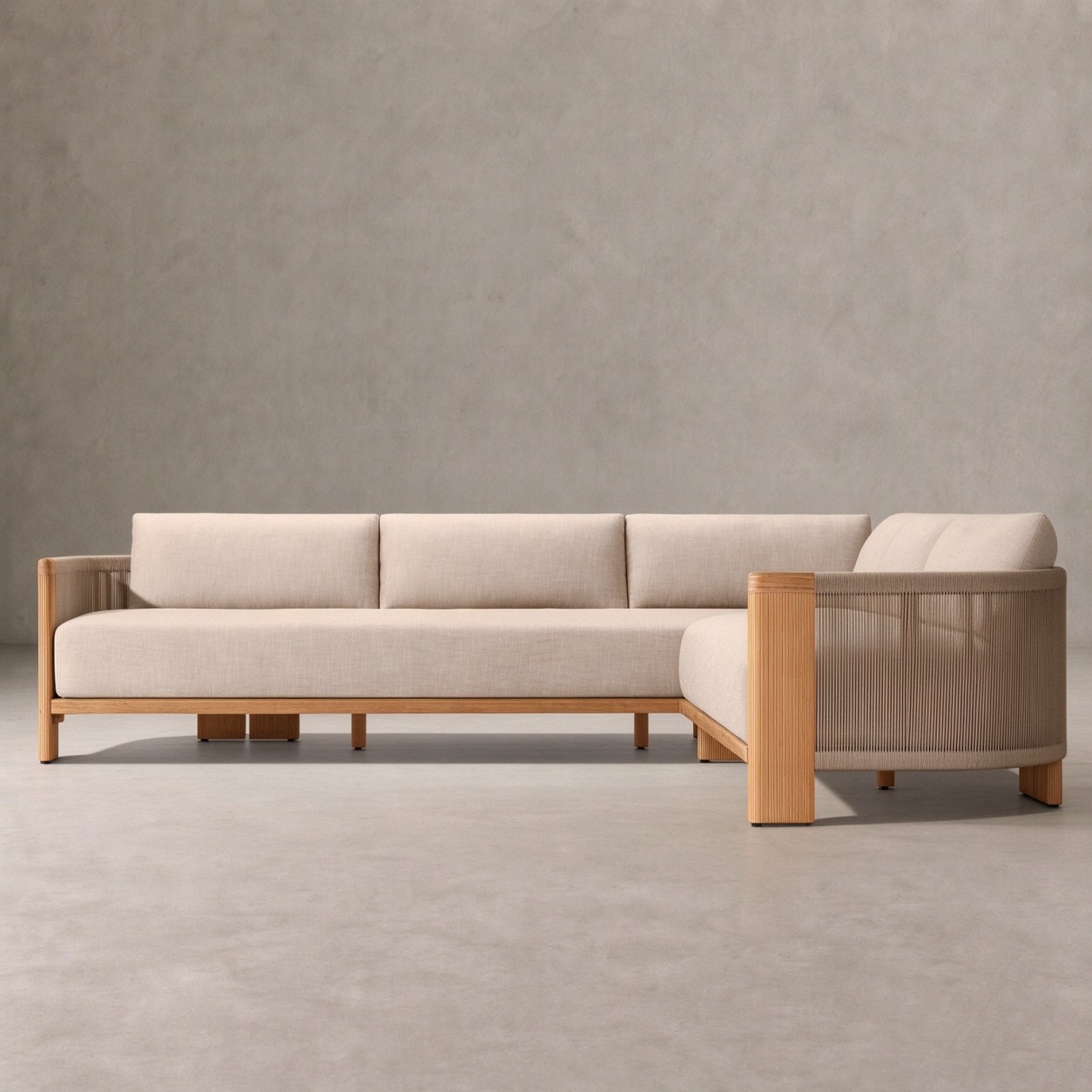 STRAND Teak Outdoor Right‑Arm L‑Sectional - WBERT HOME