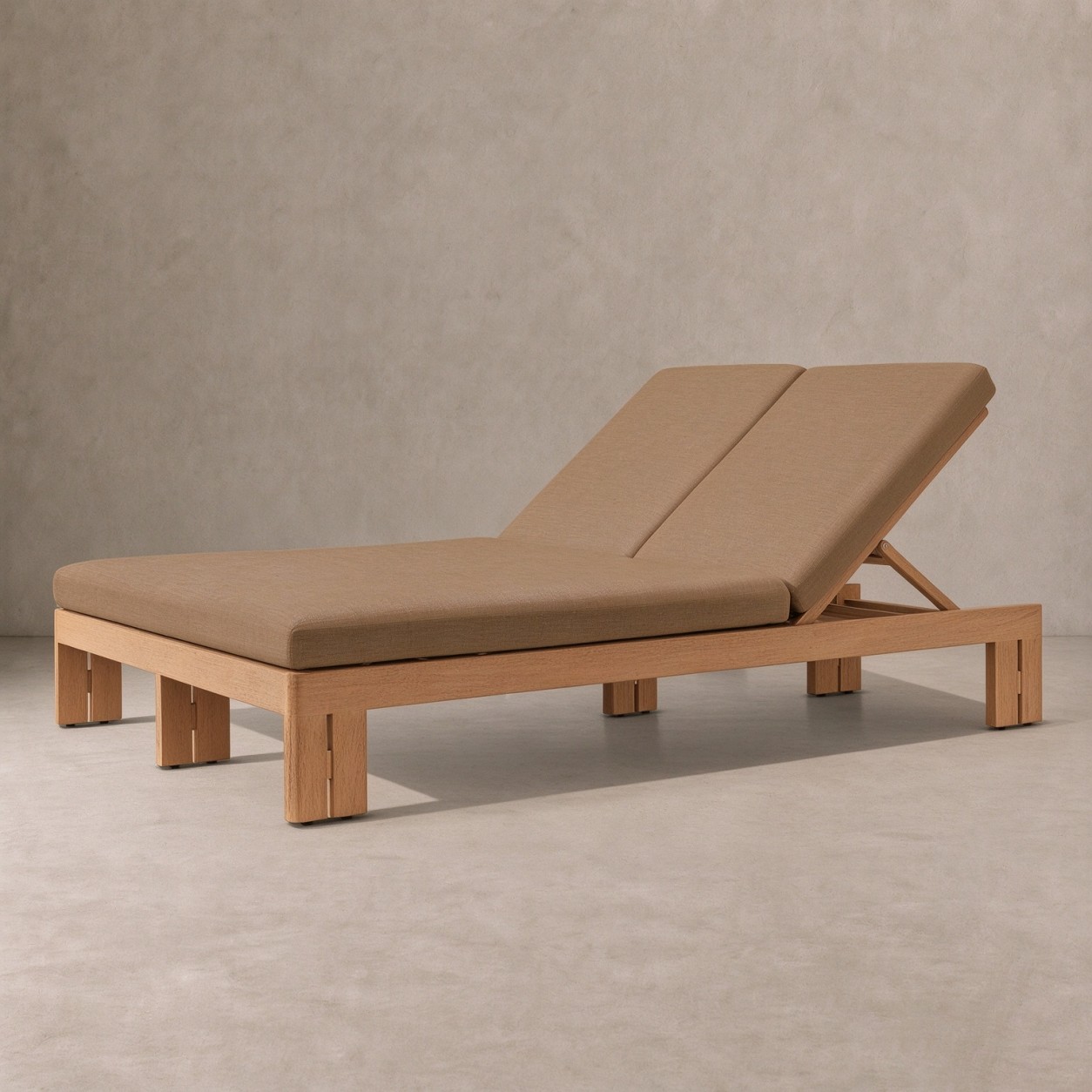 MODERNA Teak Outdoor Adjustable Double Chaise - WBERT HOME