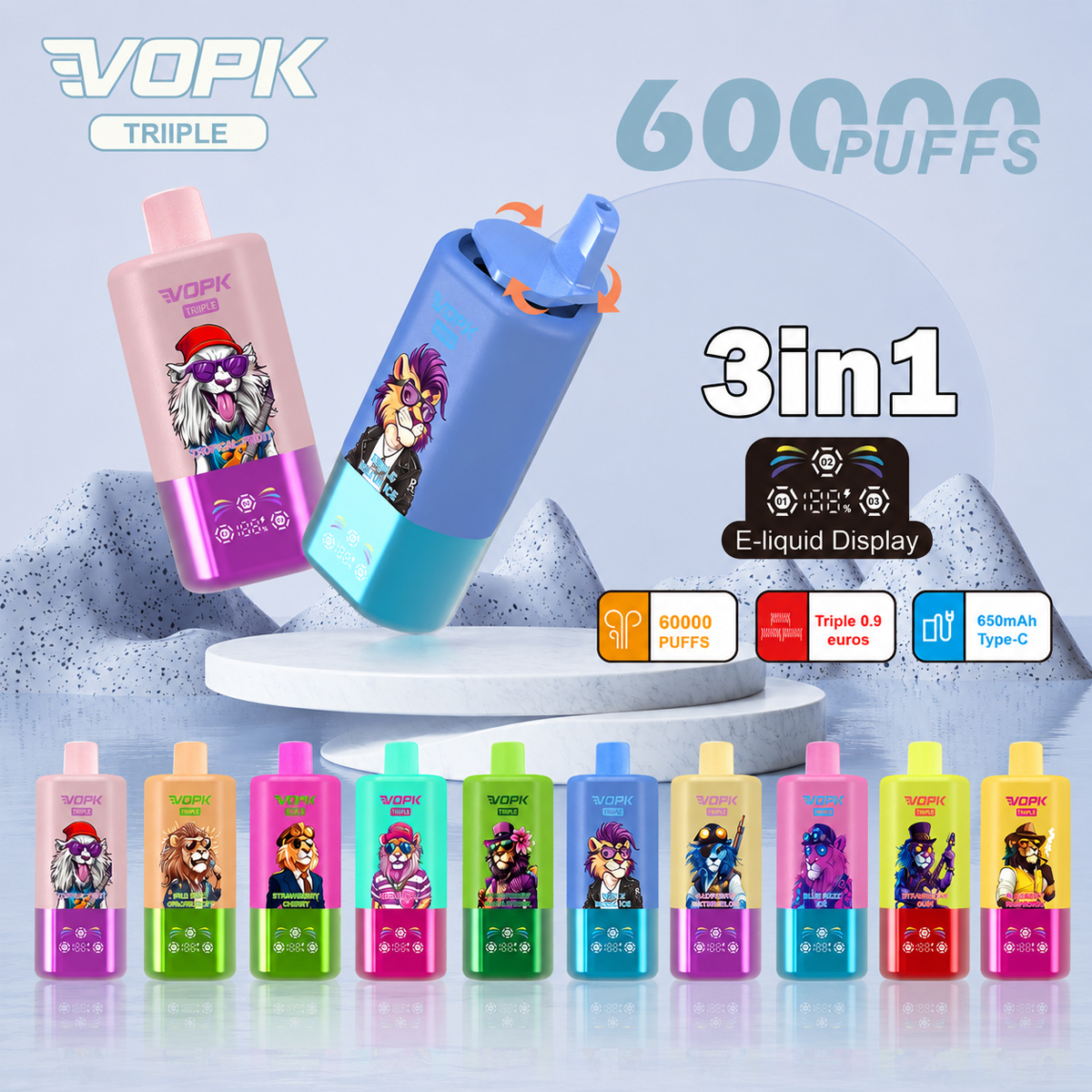 VOPK Triple 60000 Puffs – Jednorazowy e-papieros 3w1 - vapepodpl