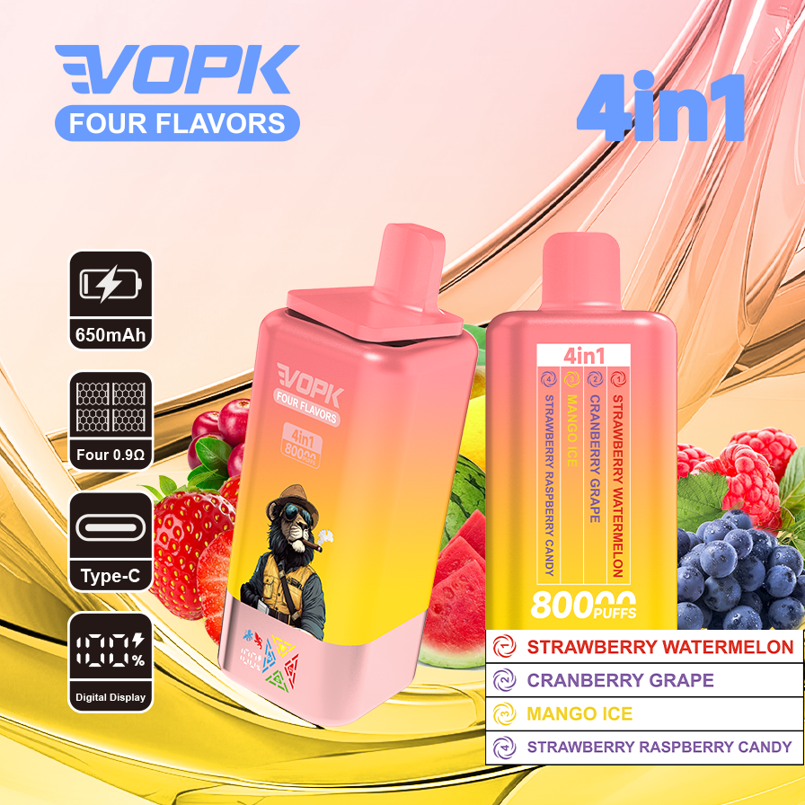 VOPK 80000 Puffs 4w1 – Jednorazowy e-papieros 4 smaki w 1 - vapepodpl
