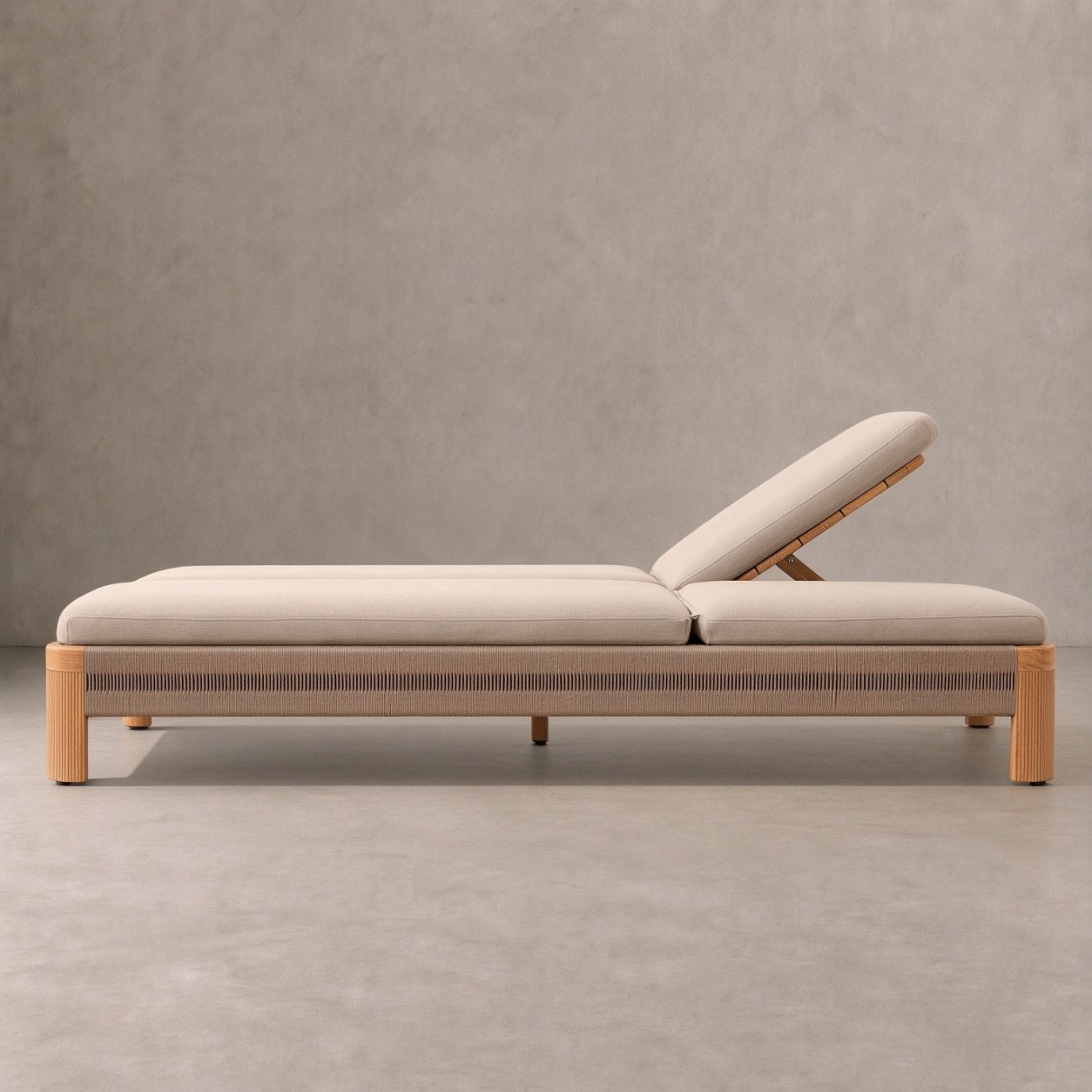 STRAND Teak Outdoor Adjustable Double Chaise Lounge - WBERT HOME