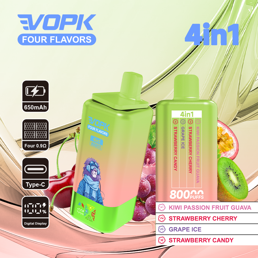 VOPK 80000 Puffs 4w1 – Jednorazowy e-papieros 4 smaki w 1 - vapepodpl
