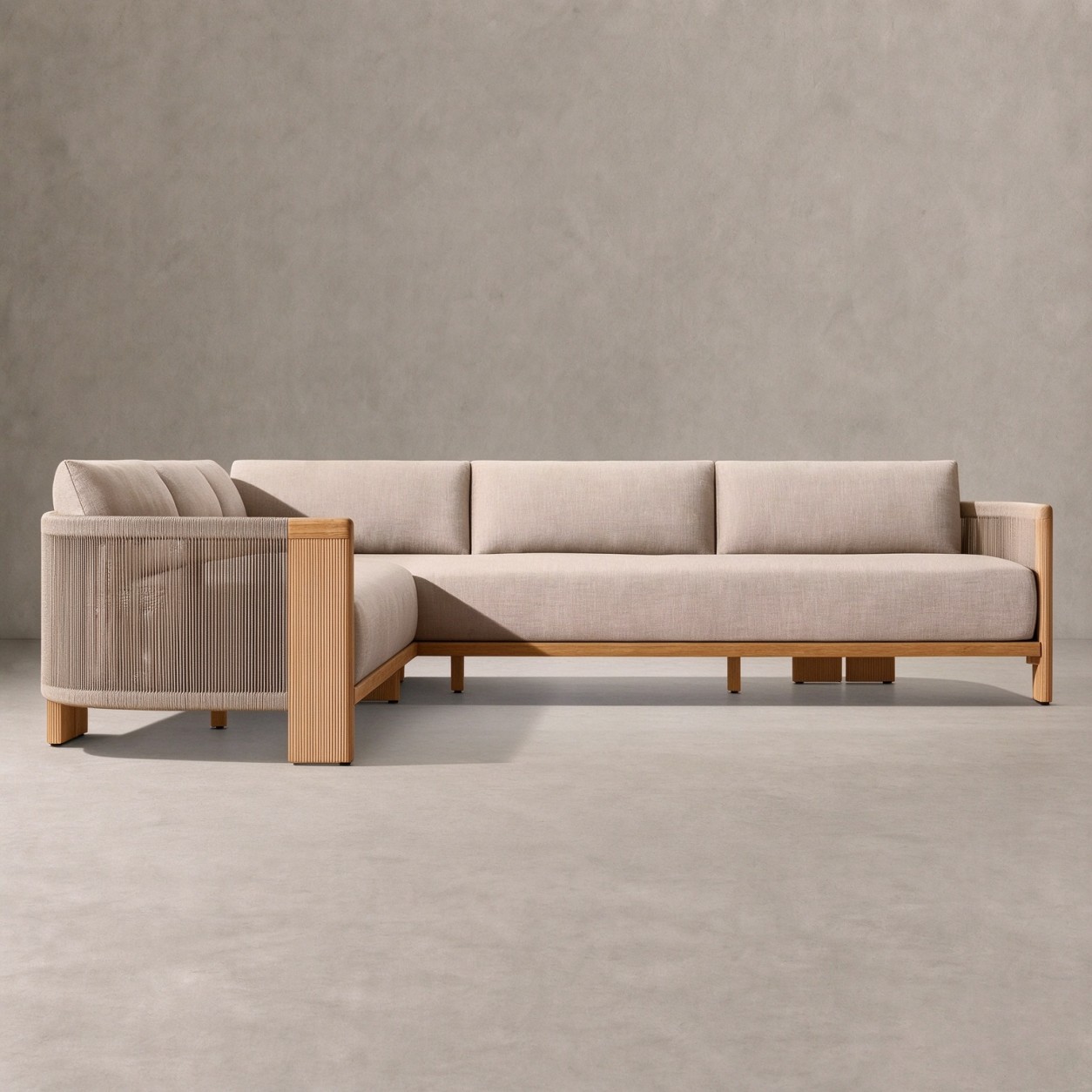 STRAND Teak Outdoor Left‑Arm L‑Sectional - WBERT HOME