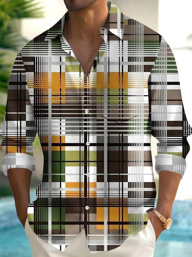 Geometry Men's Pocket Long Sleeve Shirts