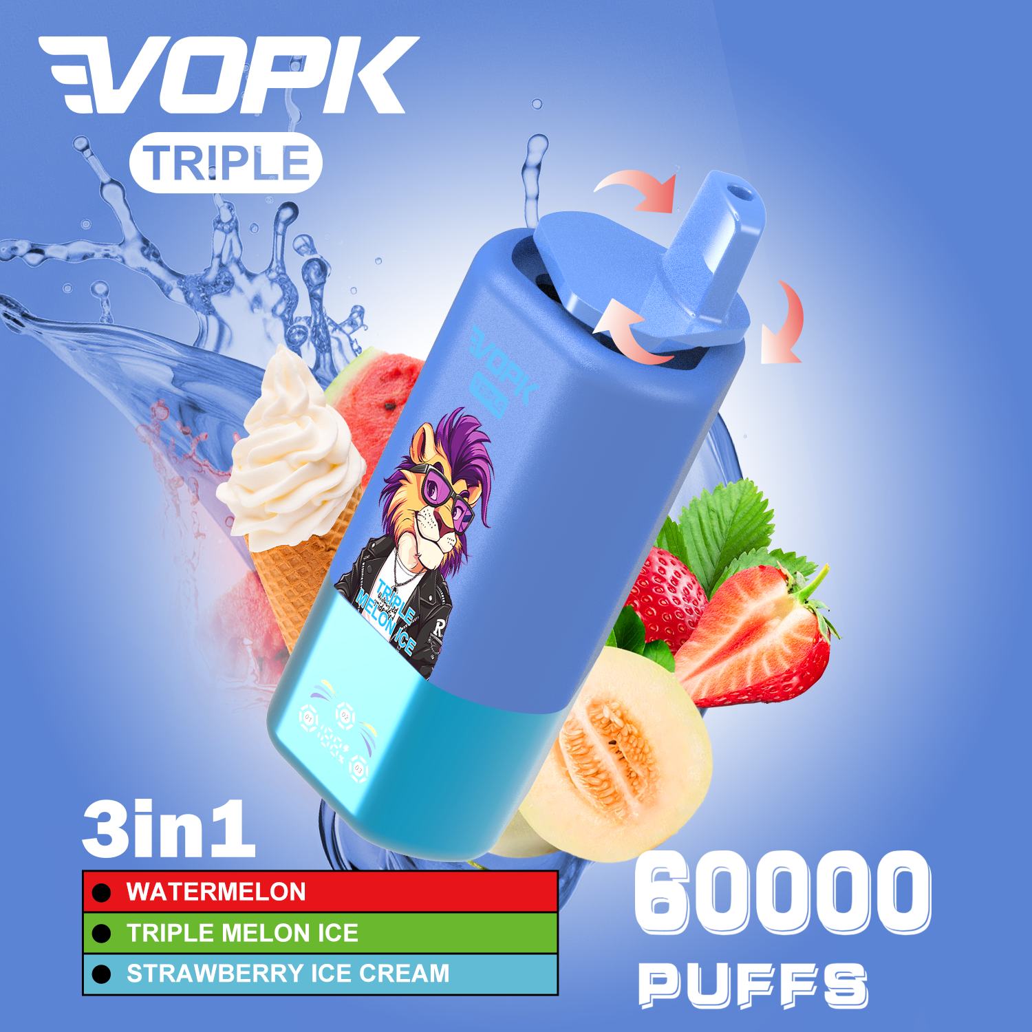 VOPK Triple 60000 Puffs – Jednorazowy e-papieros 3w1 - vapepodpl