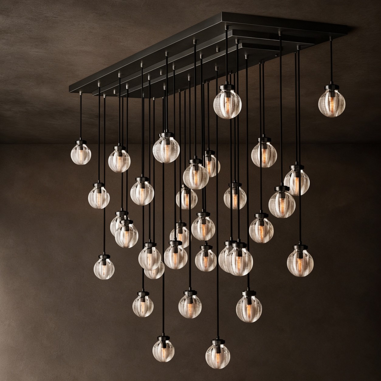 PERLA Glass Tiered Rectangular Chandelier 72
