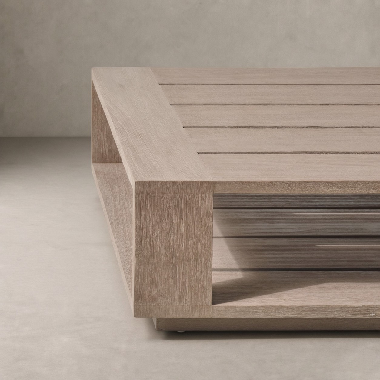 AREZZO Teak Box-Frame Open Rectangular Outdoor Coffee Table - WBERT HOME