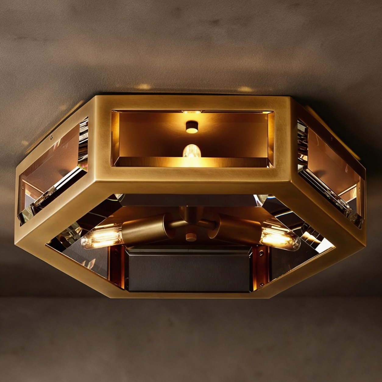 GARRISON Hexagonal Crystal Flush Mount - WBERT HOME