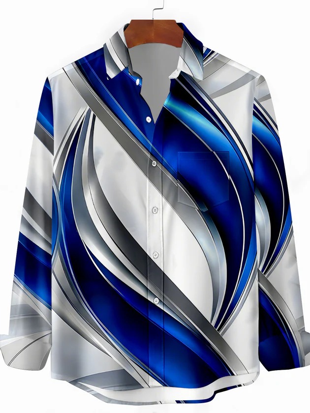 Abstract Men's Pocket Long Sleeve Shirts
