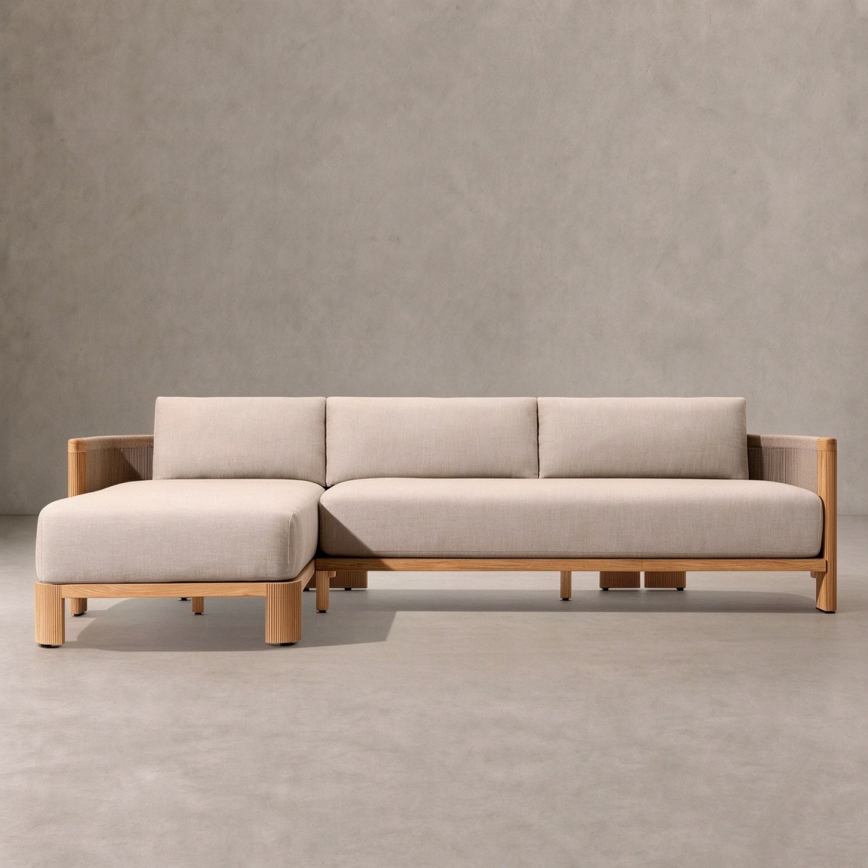 STRAND Teak Left-Arm Chaise Sectional - WBERT HOME