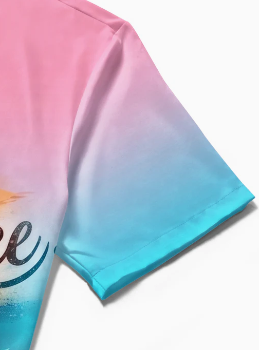 Hawaiian Coffee And Cocktail Gradient Color Men's Pocket Short Sleeve Shirts