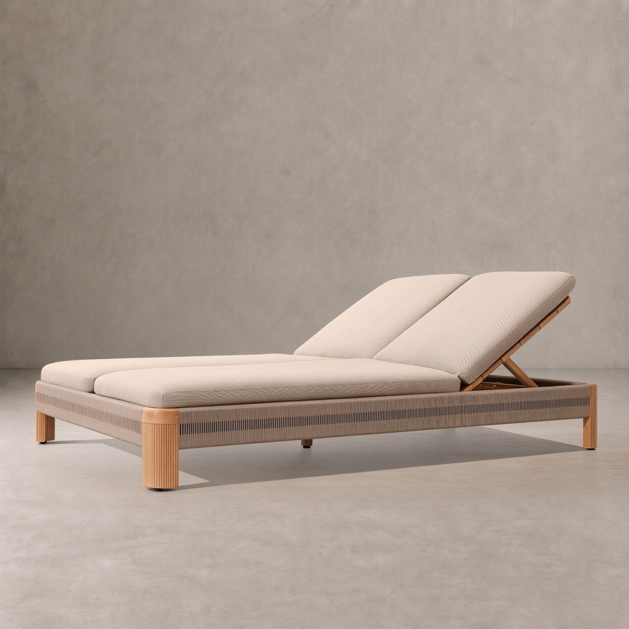 STRAND Teak Outdoor Adjustable Double Chaise Lounge - WBERT HOME