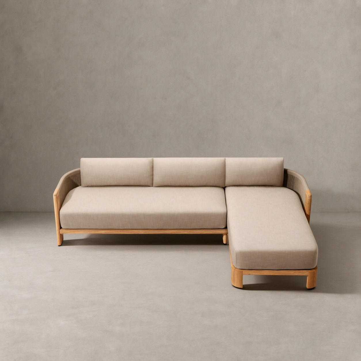 STRAND Teak Right-Arm Chaise Sectional - WBERT HOME