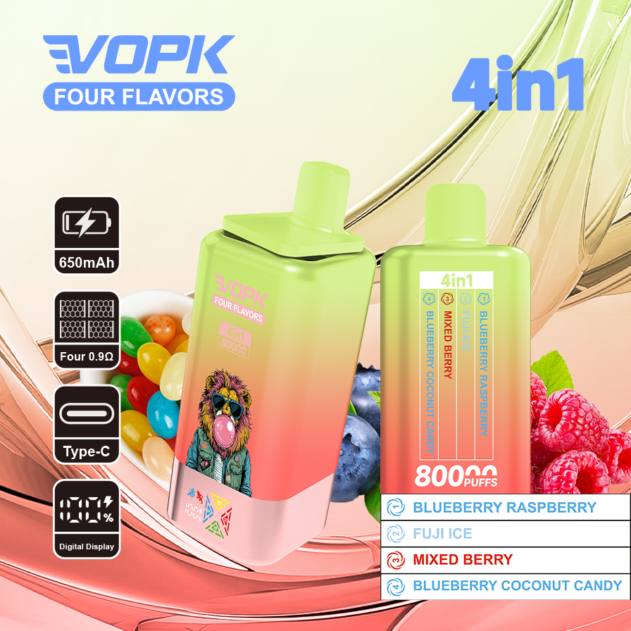 VOPK 80000 Puffs 4w1 – Jednorazowy e-papieros 4 smaki w 1 - vapepodpl