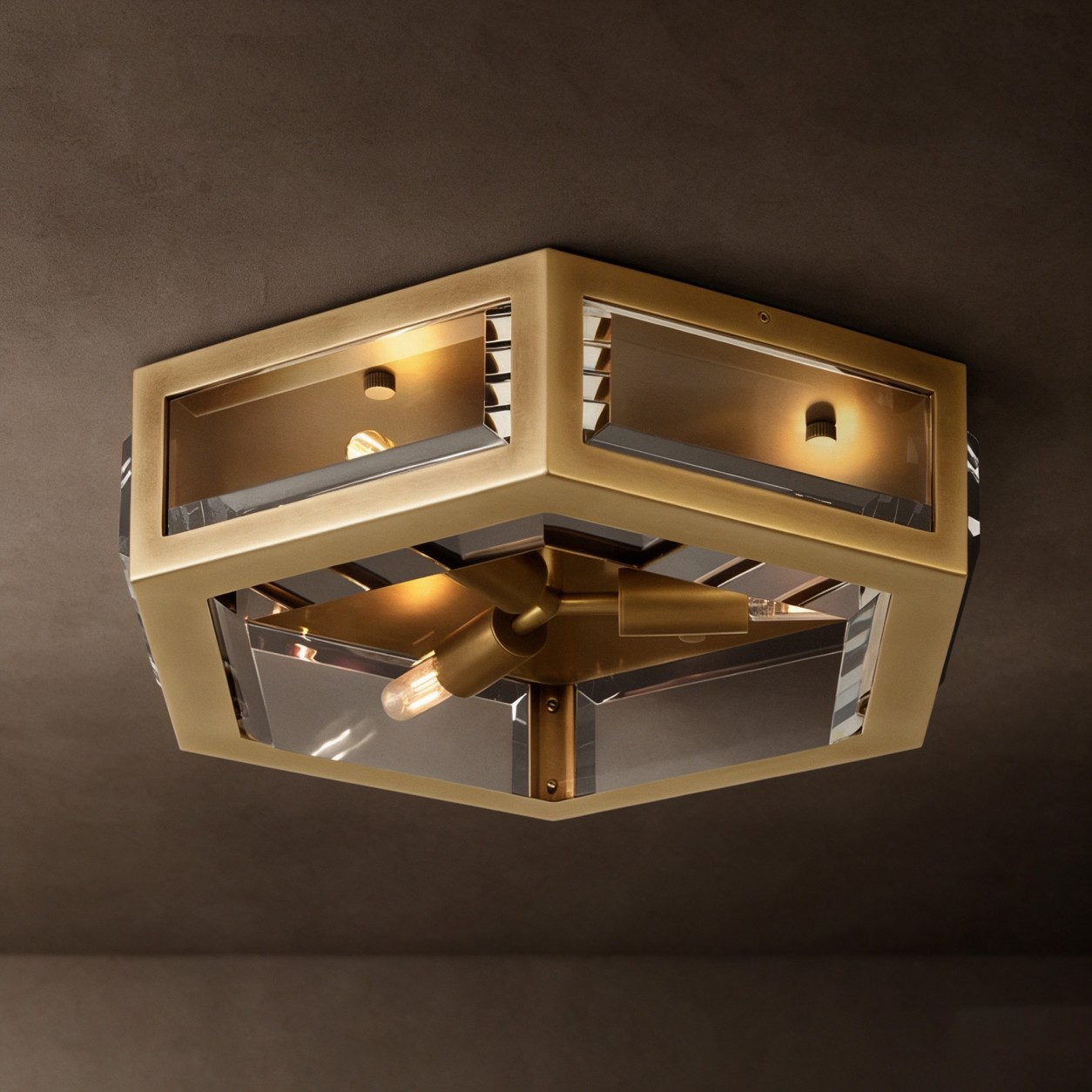 GARRISON Hexagonal Crystal Flush Mount - WBERT HOME