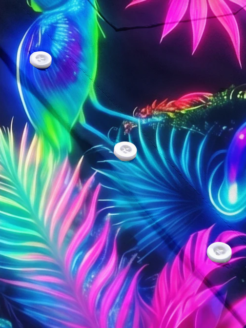 Colorful Fluorescent Hawaiian Neon Jungle Birds Men's Pocket Short Sleeve Shirts