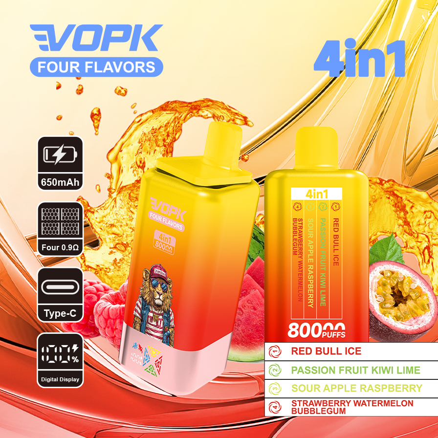 VOPK 80000 Puffs 4w1 – Jednorazowy e-papieros 4 smaki w 1 - vapepodpl