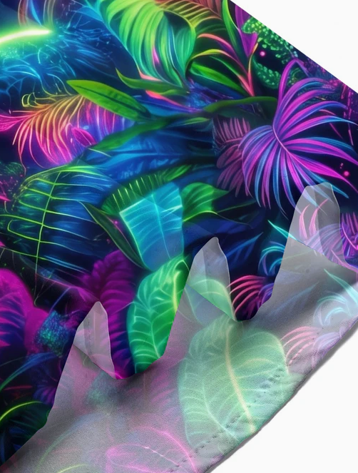Colorful Fluorescent Hawaiian Neon Jungle Birds Men's Pocket Short Sleeve Shirts