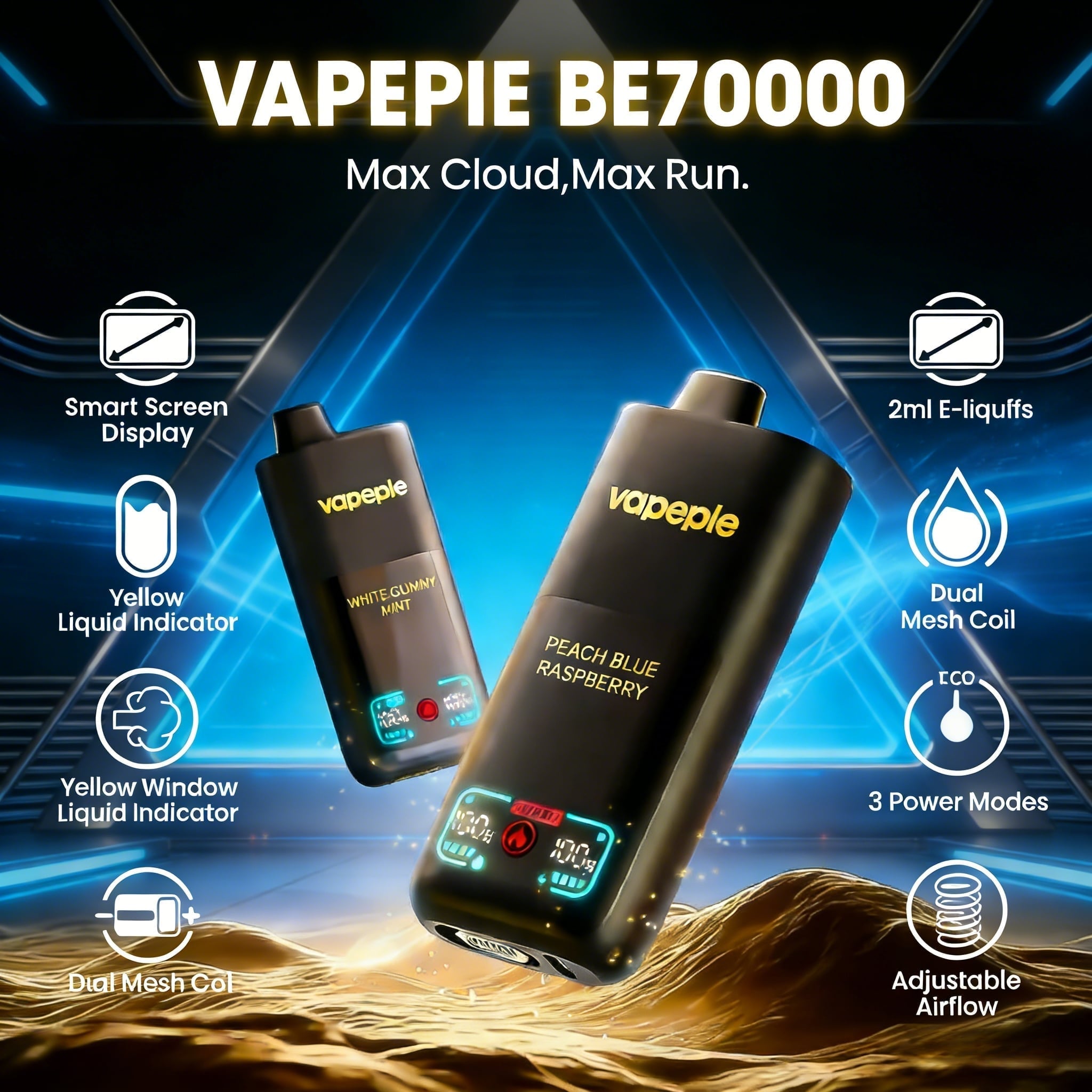 VAPEPIE Max Cloud Max Run – jednorazowa e-papieros o pojemności 70 000 zaciągnięć - vapepodpl