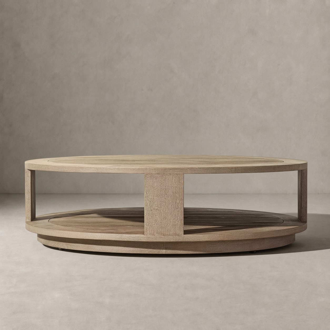 AREZZO Teak Box-Frame Open Round Outdoor Coffee Table - WBERT HOME