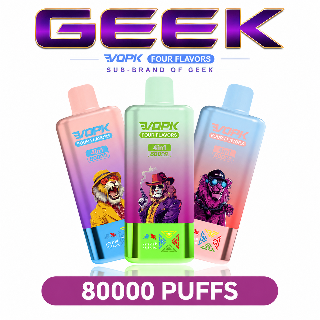 GEEK | VOPK 80000 Puffs 4w1 – submarka GEEK, 4 smaki w 1 - vapepodpl
