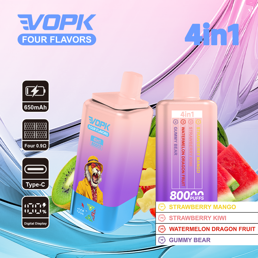 VOPK 80000 Puffs 4w1 – Jednorazowy e-papieros 4 smaki w 1 - vapepodpl
