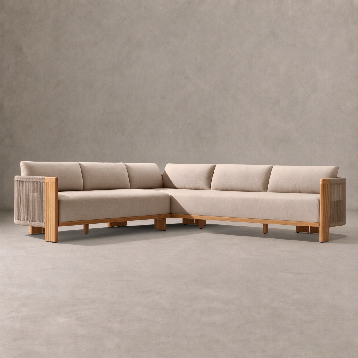 STRAND Teak Outdoor Left‑Arm L‑Sectional - WBERT HOME