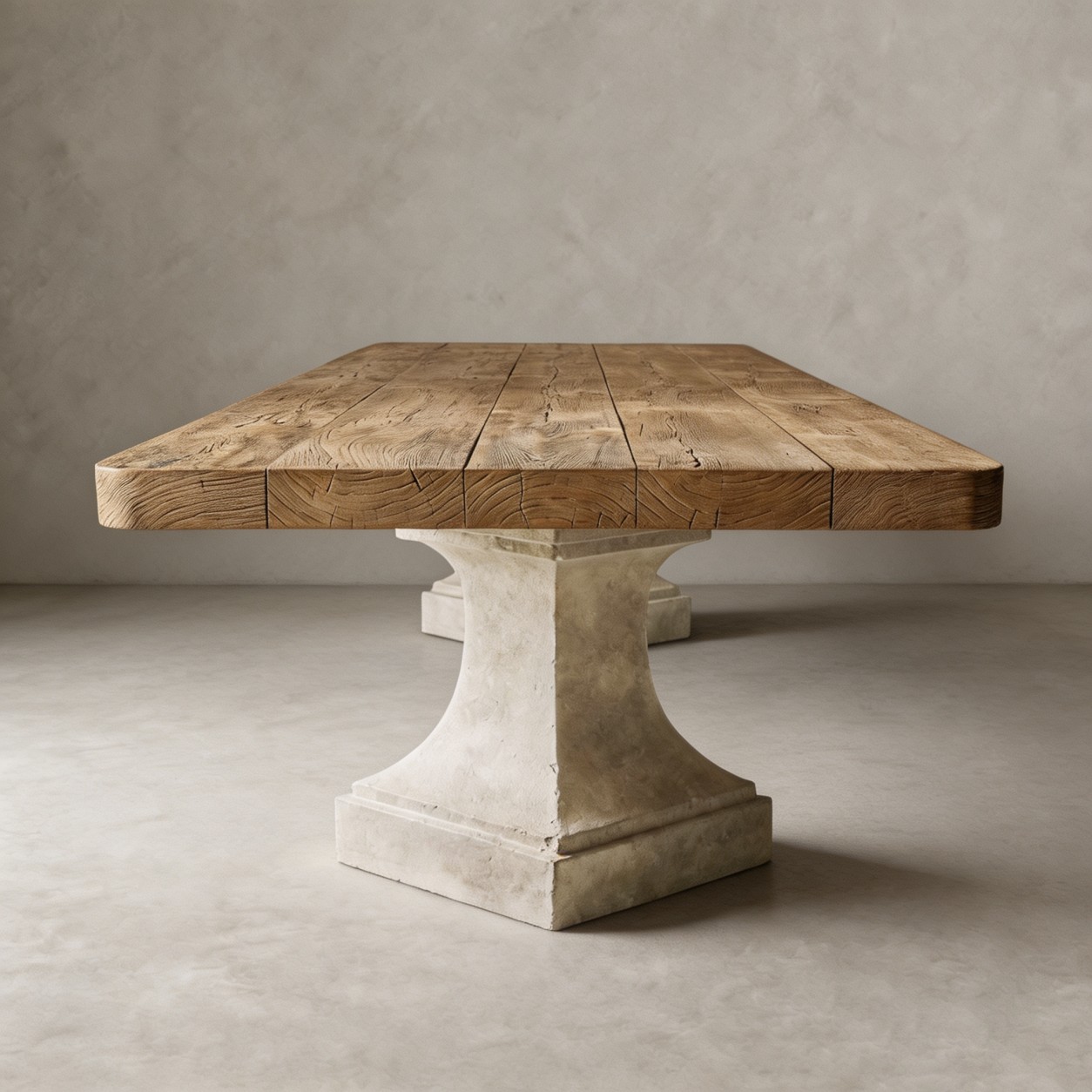 Mason Faceted Pedestal Rectangular Dining Table - WBERT HOME