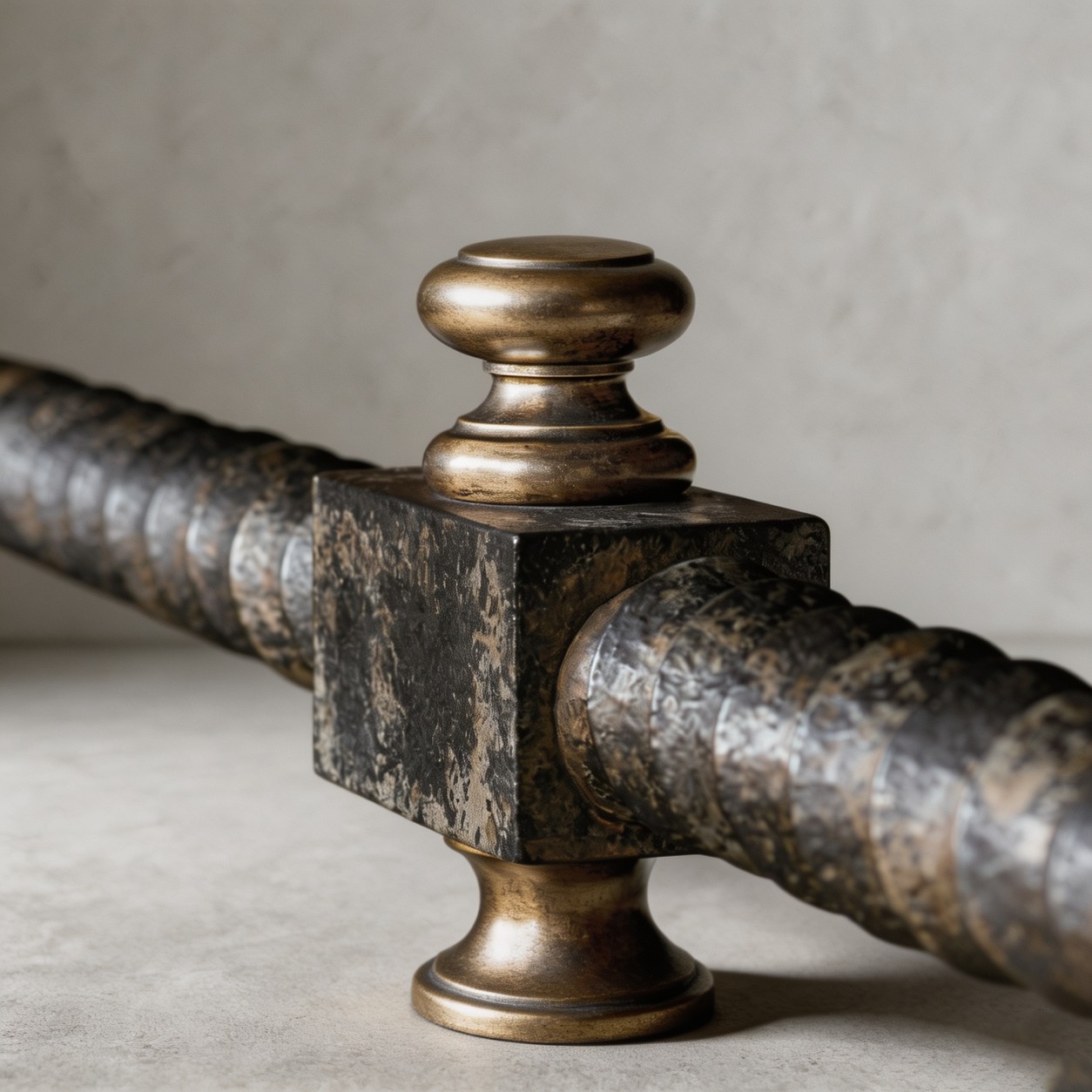 Cavendish Twisted‑Frame Brass‑Clad Round Dining Table - WBERT HOME