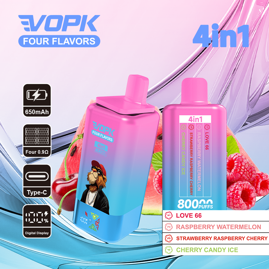 VOPK 80000 Puffs 4w1 – Jednorazowy e-papieros 4 smaki w 1 - vapepodpl