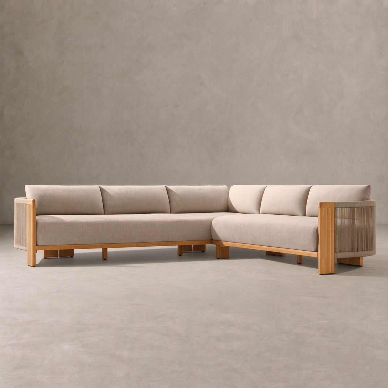 STRAND Teak Outdoor Right‑Arm L‑Sectional - WBERT HOME