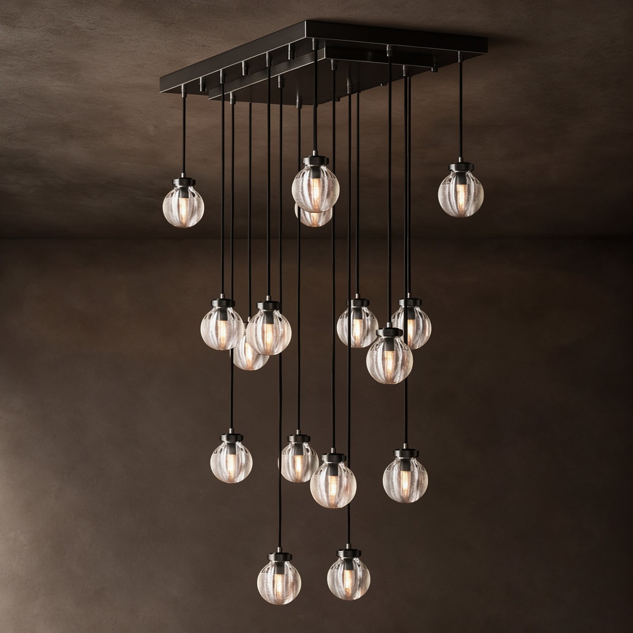 PERLA Glass Rectangular Chandelier 36