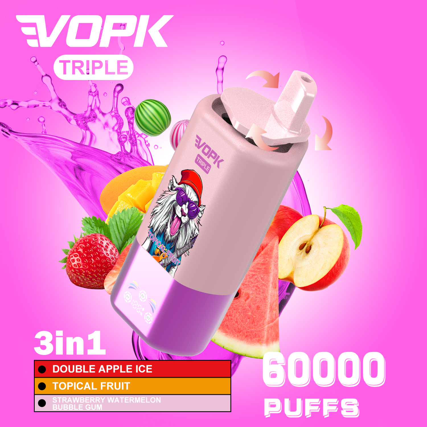 VOPK Triple 60000 Puffs – Jednorazowy e-papieros 3w1 - vapepodpl