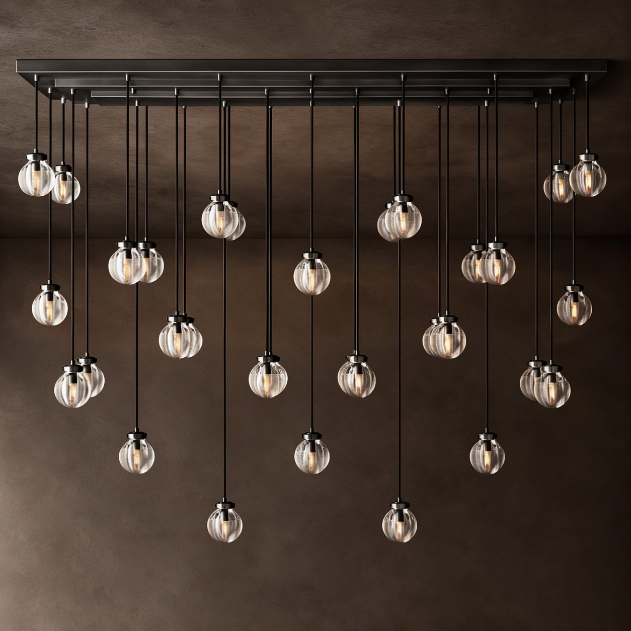 PERLA Glass Tiered Rectangular Chandelier 72