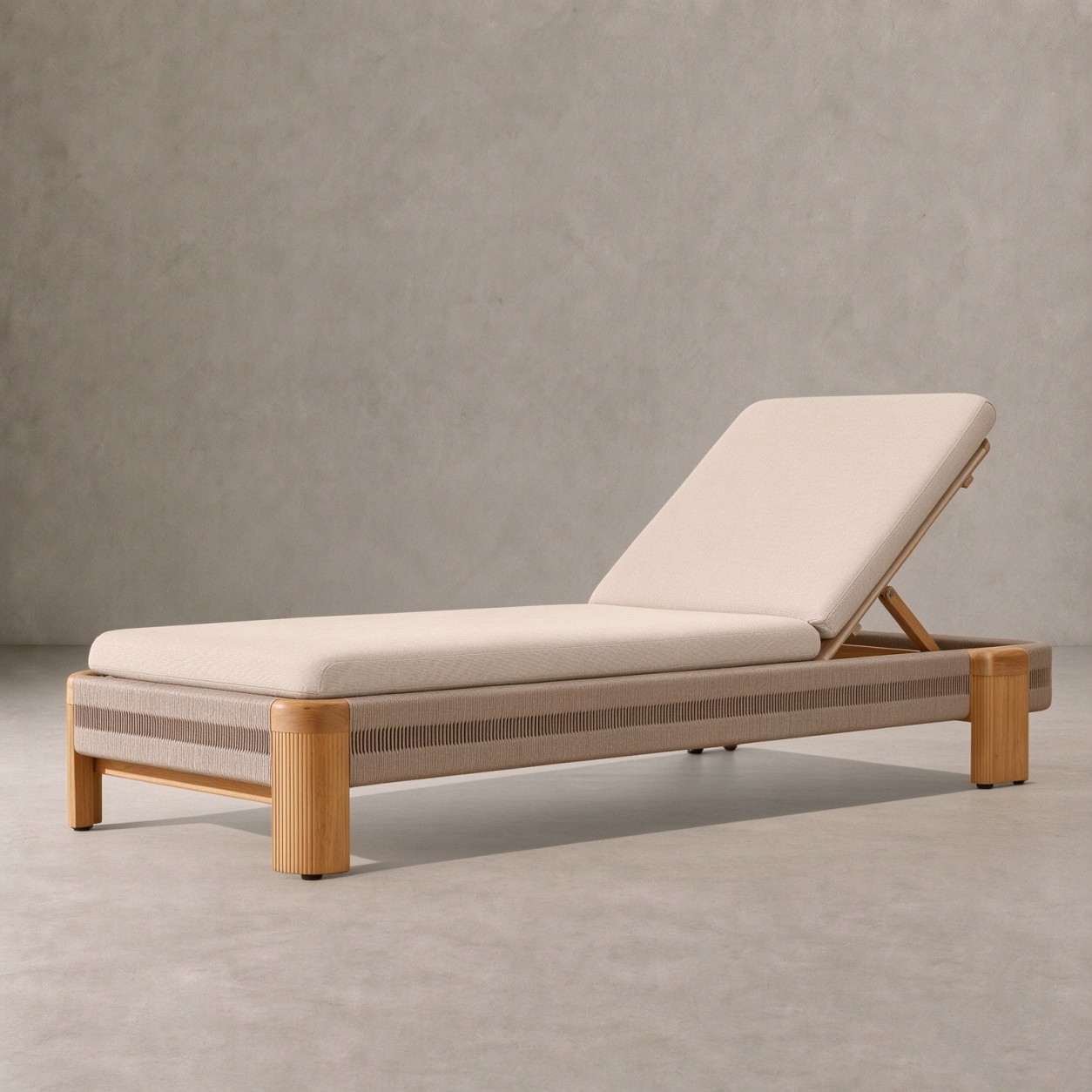 STRAND Teak & Mesh Outdoor Stacking Adjustable Chaise Lounge - WBERT HOME
