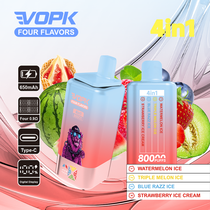 VOPK 80000 Puffs 4w1 – Jednorazowy e-papieros 4 smaki w 1 - vapepodpl