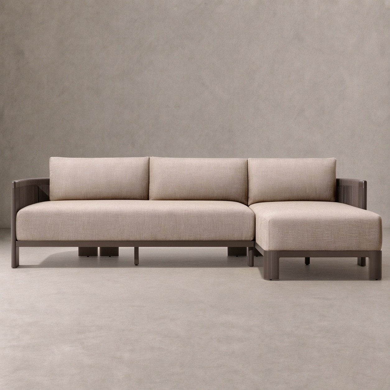 STRAND Aluminum Outdoor Right-Arm Chaise Sectional - WBERT HOME