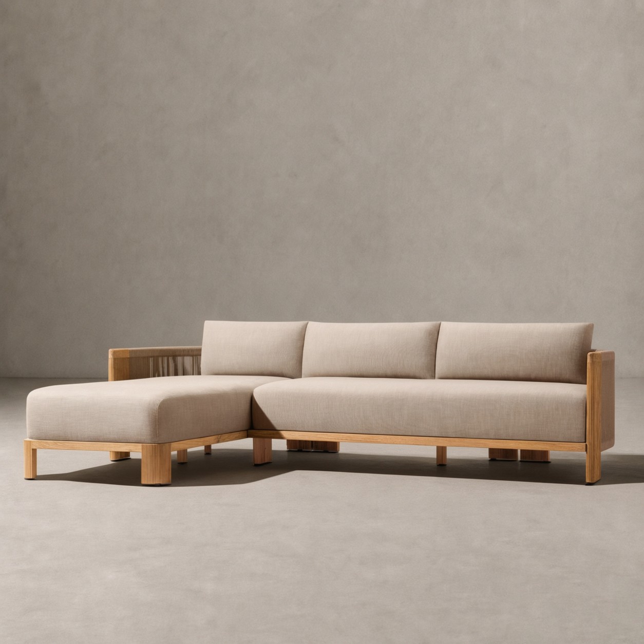 STRAND Teak Left-Arm Chaise Sectional - WBERT HOME