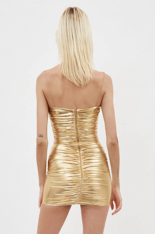 Goosudu Corin Ruched Metallic Minidress