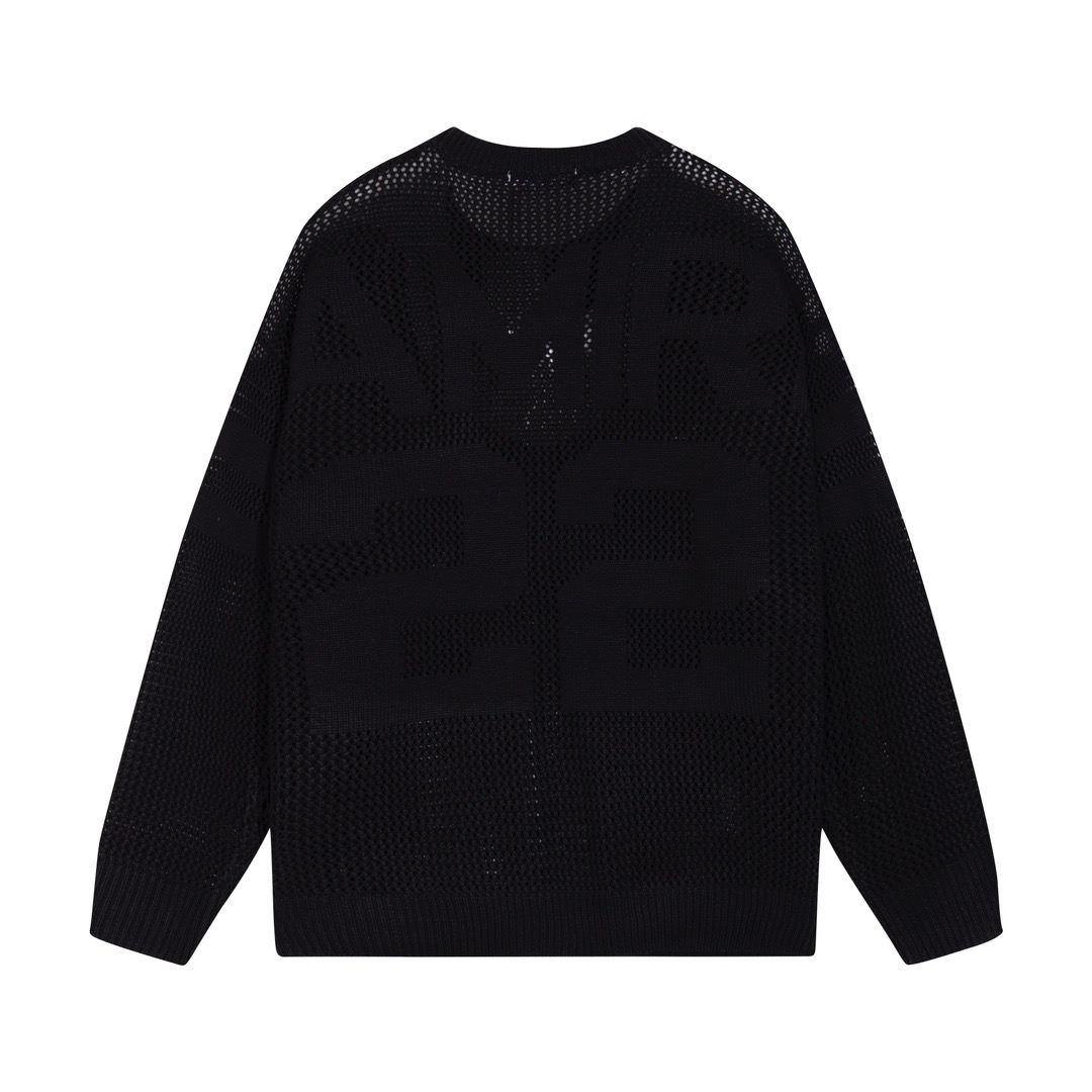 1:1 2024 new sweater front and back jacquard full body hollowing heavy sweater