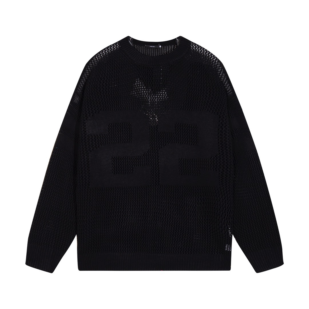 1:1 2024 new sweater front and back jacquard full body hollowing heavy sweater