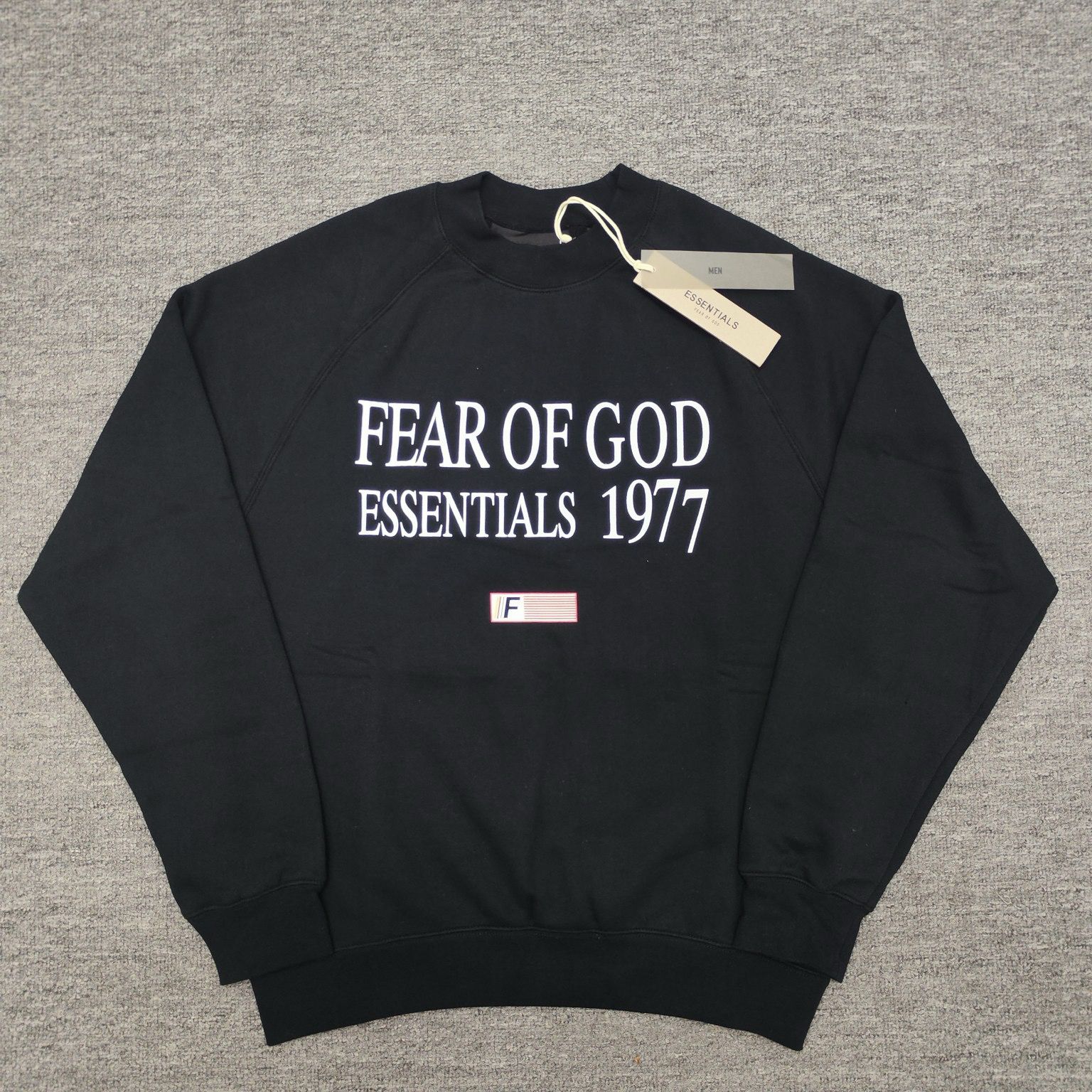 1:1 Top version basic black grey color with white letter logo print crewneck