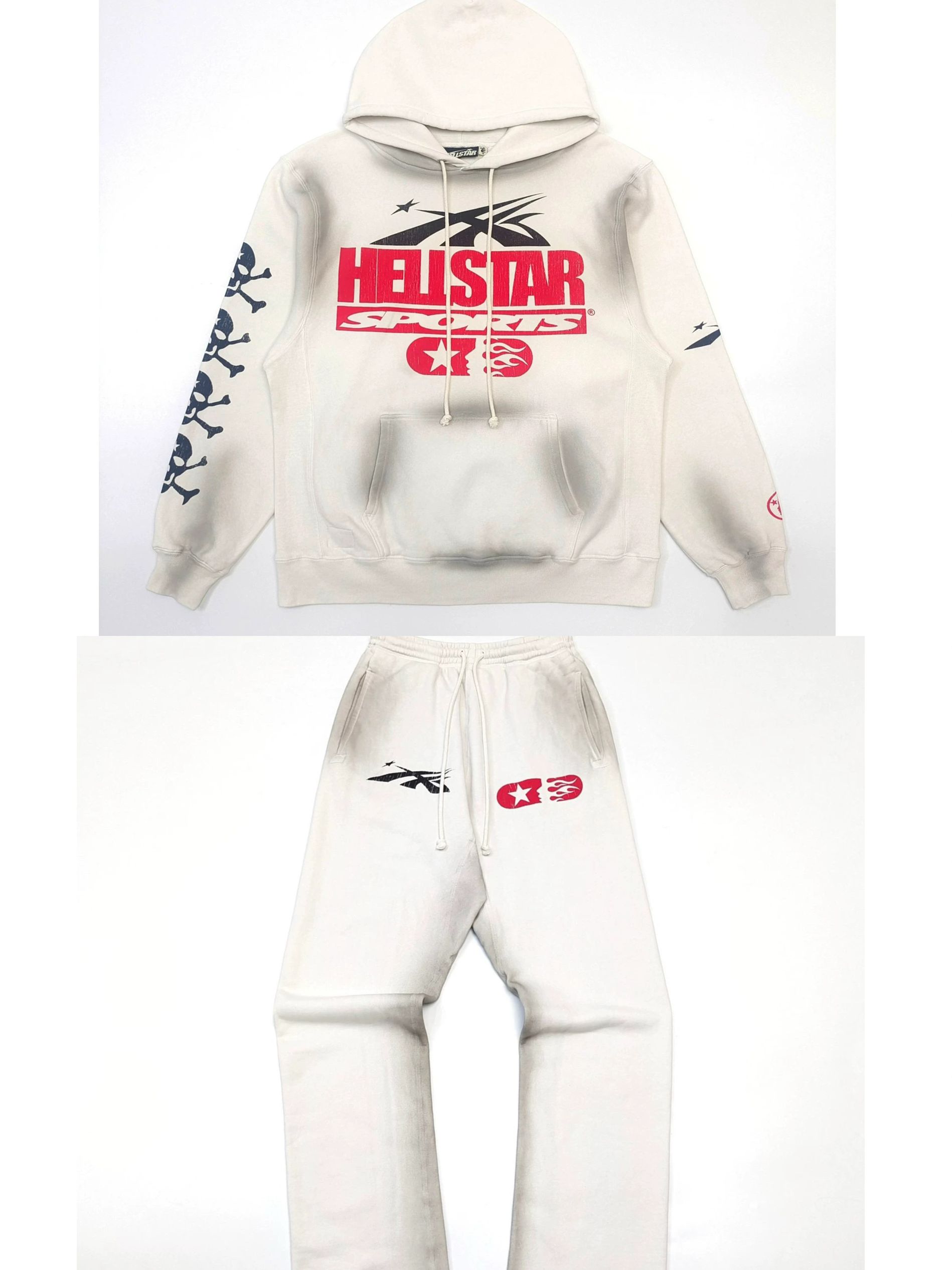 1:1 New 2024 top quality washing white with black red print tracksuit