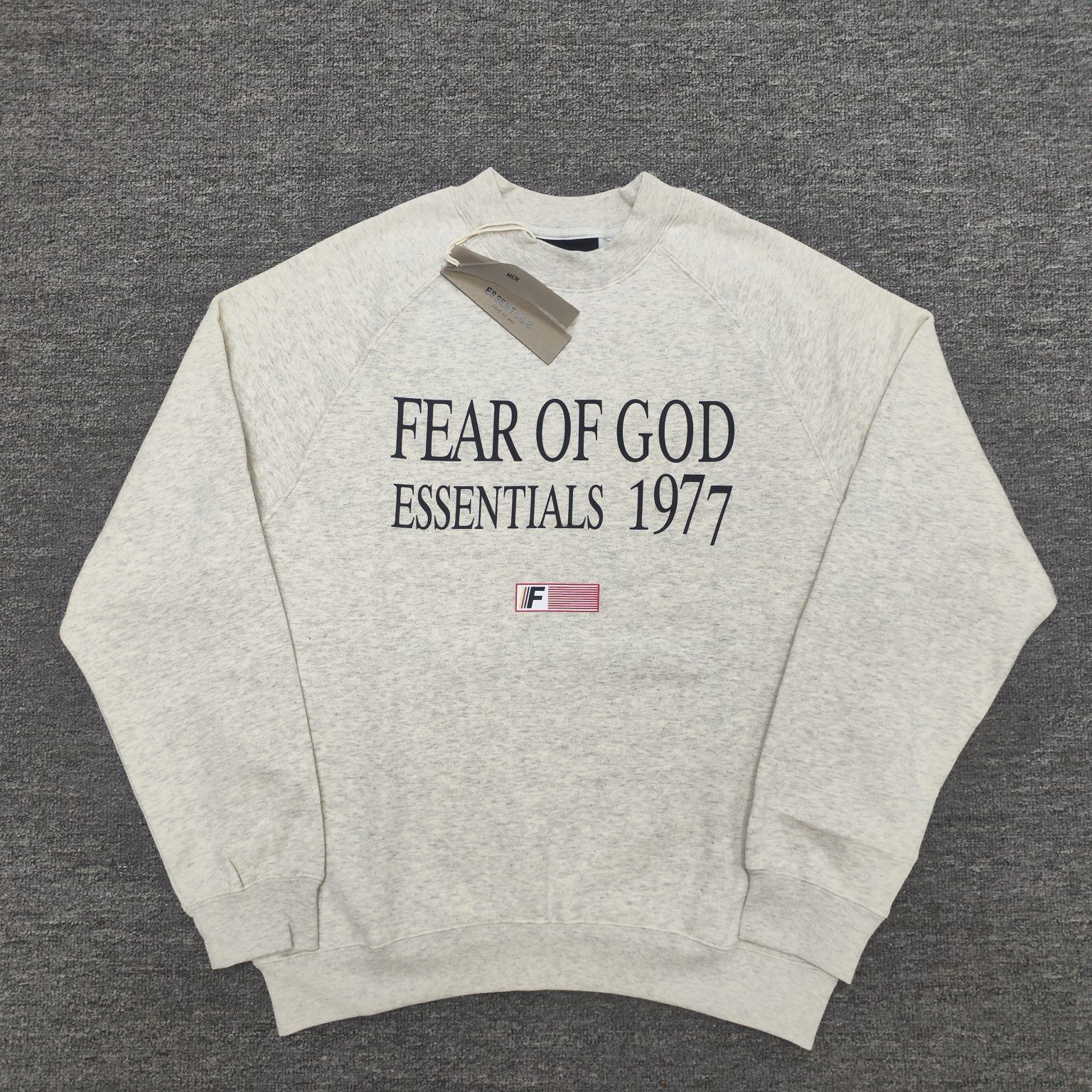 1:1 Top version basic black grey color with white letter logo print crewneck
