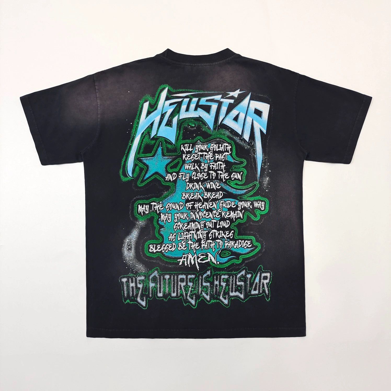 1:1 top American High Street Vintage Washing short sleeve vintage Alien T-shirt