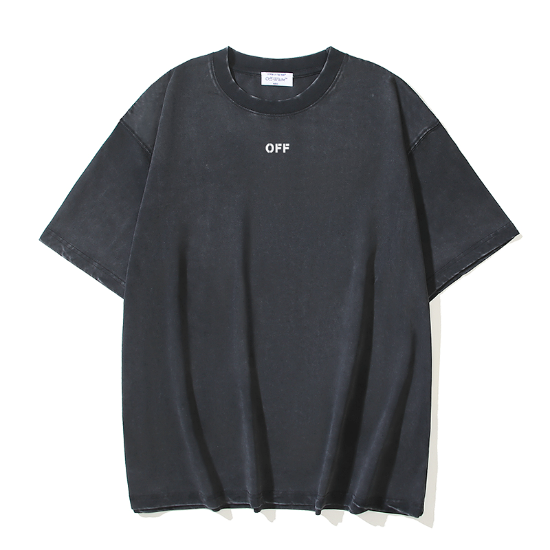 Washed black religious oil painting letter printing short sleeve tshirt