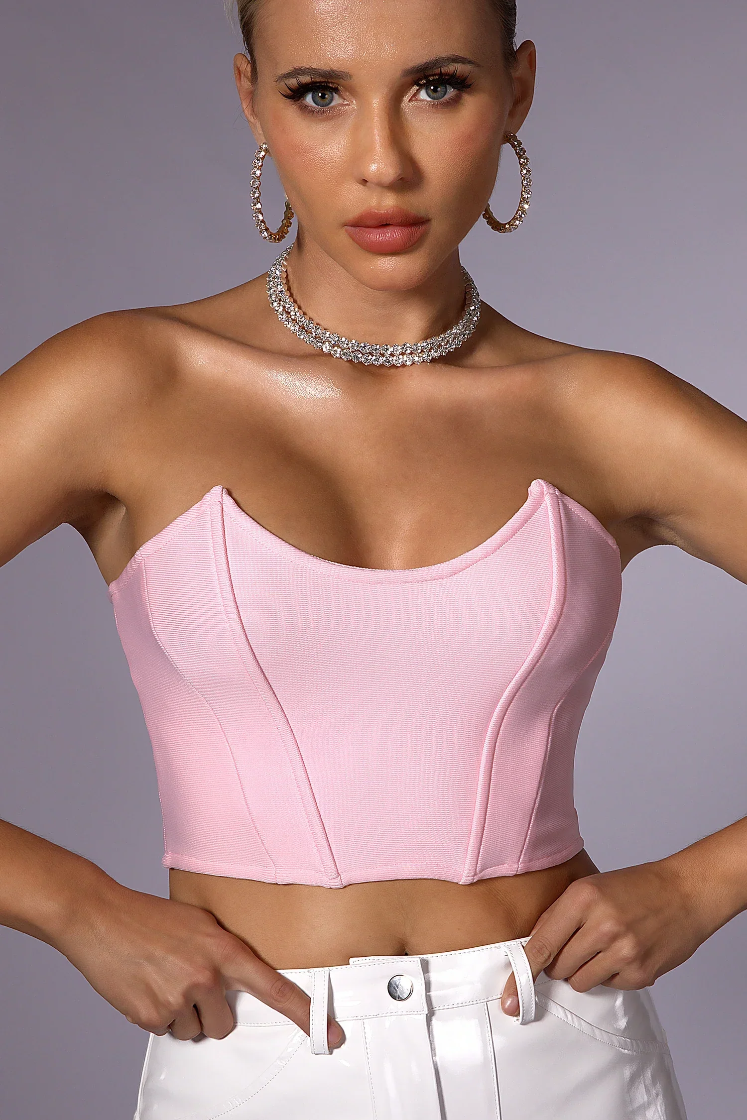 LOVEVVR Indigo Pink Corset Bandage Top